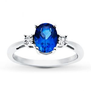 Jared The Galleria of Jewelry Lab-Created Sapphire Ring Diamond Accents 10K White Gold- Sapphire.jpg